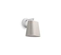 EXO lighting - Aplique de pared NEMO, E27, 40W, IP20, on&off, acero blanco, pantalla sintética, marrón- Ilumina tus espacios interiores como salones, salas de estar, comedores, pasillos, despachos