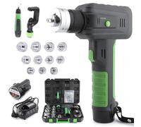 Expansor de tubo eléctrico, kit de herramientas hidráulicas de HVAC con 11 cabezales reemplazables (3/8 a 1-5/8 pulgadas), cortador y desbarbador integrados para tubos de aluminio de cobre