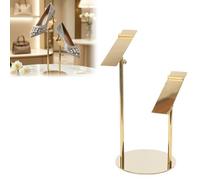 Expositor De Zapatos De Acero Inoxidable De Doble Cabezal, Estante Elevador De Metal Ajustable con Base Redonda, Soporte Giratorio Comercial para Organización del Hogar(B Gold,2 Pack)
