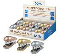 Expositor grapadoras mini color metálico 12 u surtidas