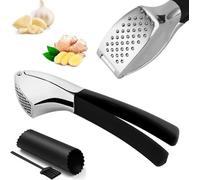 Exprimidor de ajo de acero inoxidable: facilita el sabor en la cocina. Triturador para ajo e jengibre. Apto para lavavajillas. Utensilio de cocina