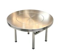 exproyzk Mesa Redonda Plegable De Uso Comercial, Mesa De Acero Inoxidable | Mesa de banquete plegable de alta resistencia para restaurantes, barbacoas en el jardín y reuniones(Silver-B,1.2x0.75m)