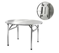 exproyzk Mesa Redonda Plegable De Uso Comercial, Mesa De Acero Inoxidable | Mesa de banquete plegable de alta resistencia para restaurantes, barbacoas en el jardín y reuniones(Silver-A,1.2x0.75m)