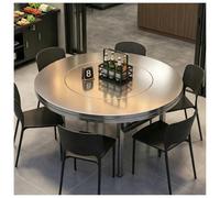 exproyzk Mesa Redonda Plegable Y Portátil De Acero Inoxidable | Mesa resistente con dos muelles reforzados; ideal para cocina, garaje, taller, camping, pícnics y fiestas(Silver-B,1.2x0.75m)