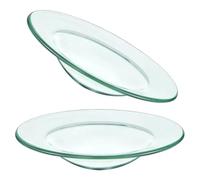 EXQUIMEUBLE Plato Calentador de Velas de Vidrio Transparente 2 Piezas Diseño Redondo para Decoración del Hogar y Calentamiento de Cera Aromática