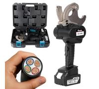 Exqutoo Kit de herramientas de corte de cables, cortador de cables ACSR inalámbrico de 18 V CC de 54 mm, cortador de cable de trinquete, 2 baterías de iones de litio de 4 Ah y cargador de batería