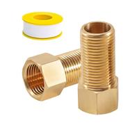Extensión de conexión de tubo de latón, 2 unidades, 1/2 pulgadas x 50 mm, rosca interior de 1/2" a rosca exterior, extensión de rosca de 50 mm con cinta de sellado de 2 m, adaptador hembra DN15 para