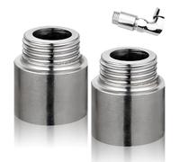Extensión de grifo de acero inoxidable, 2 unidades, 3/4 pulgadas x 25 mm, 3/4 pulgadas IG x 3/4 AG