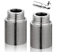 Extensión de grifo de acero inoxidable (2 unidades, 3/4 pulgadas x 60 mm, 3/4 pulgadas IG x 3/4 AG, DN20, extensión de rosca de 60 mm, conexión para calefacción y agua potable)