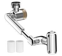 Extensión del aireador del grifo: aireador giratorio grifo baño con 4 modos de agua y 2 filtros, brazo mecánico de metal para fregadero