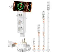 Extensor de Enchufe con Barra, regleta direccional de 4 Tomas con USB-C, 2 USB-A y 2 AC, Extensible 20-91 cm, Montaje con Tornillos para hogar y Oficina