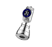 Extensor de grifo giratorio 360° con pantalla LED temperatura, aireador filtro agua acero inoxidable,Seguro y Confiable(Silver-A)