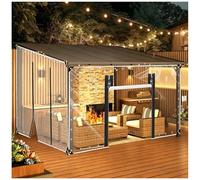 Exterior Cortina de Lona Transparente Gris Impermeable Cortina con Puerta con Cremallera 0,5mm PVC con Ojales, Cortinas for Exteriores Jardín, Cenador, Terraza(H2.6xW2.5m/H8.5xW8.2ft)
