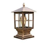 Exterior Luz de Farola, Lámpara Columna Bolardo E27 Impermeable Para Jardín, Caminos y Pedestal - Faros de Columna Bronce