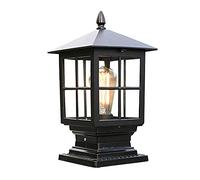 Exterior Luz de Farola, Lámpara Columna Bolardo E27 Impermeable para Jardín, Caminos y Sobremuro - Faros de Columna Negra