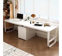 Extra Lar - Escritorio doble Wortat - Escritorio moderno de madera con bordes, piel de oficina de doble propósito para uso doméstico y profesional
