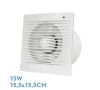 Fabrilamp Extractor de baño Trani cuadrado para tubos Ø10 cm 15W 2200 rpm 230V Blanco