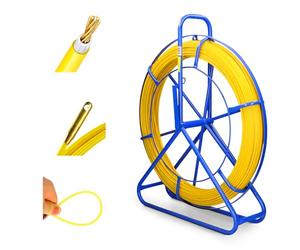 Extralink FRP Varilla de fibra de vidrio, 6 mm de diámetro, 75 m, tubo vacío con soporte de rodillo y freno, resorte retráctil de alta elasticidad y resistencia, accesorio de cable de fibra de vidrio