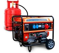 Extralink Generador Eléctrico 5500W Gasolina/Gas | Grupo Electrógeno Trifásico Dual Fuel 188F 4T, Onda Pura, 2×230V 1×400V, Arranque Eléctrico y Protección Sobrecarga | Portátil para Casa