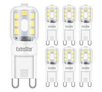 EXTRASTAR Bombilla LED G9, 2,5 W equivalente a 20 W, lámpara halógena, luz blanca fría 6500 K, no regulable 360 grados, 6 unidades