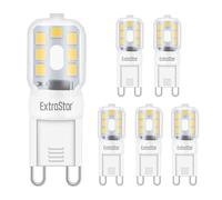 EXTRASTAR Bombilla LED G9, equivalente a lámpara halógena de 20 W, luz blanca cálida 3000 K no regulable 360 grados, 6 piezas 2.5W