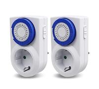 EXTRASTAR Enchufe Eléctrico Temporizador Mecánico de 24 Horas, Conmutación Cada 30 Minutos, Interruptor ON/Off, 230V 16A Blanco, 2Pcs