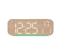 EXTRWORY Reloj despertador LED de pantalla grande con acabado de grano de madera, pantalla de pared o mesa, muestra la hora, fecha, temperatura, brillo ajustable para el dormitorio de la oficina en