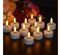 EXTSUD 12 velas de té LED con temporizador, recargables, sin llama, sin llama, luz nocturna, velas eléctricas, para jóvenes, decoración de mesa