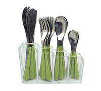 EXZACT 24 piezas juego de cubiertos con soporte acero inoxidable verde