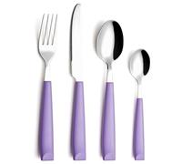 EXZACT Cubertería 16 Piezas Acero inoxidable con mangos anchos de plástico - 4 x cena tenedors, 4 x cuchillos, 4 x cucharas cena, 4 x cucharaditas - Servicio para 4