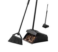 Eyliden Combo de Escoba y recogedor de ángulo Comercial, con Mango Largo, Juego de Barrido de vestíbulo para garajes al Aire Libre, Patio, aceras, Cubiertas, Interiores, hogar, Cocina, habitación,