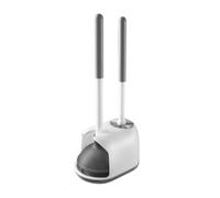 Eyliden Desatascador y Cepillo de Inodoro, Juego de émbolo 2 en 1 con Soporte, Herramientas de Limpieza de baño con Soporte (Blanco)