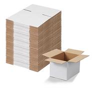 EYMPEU Cajas de Cartón 17,8x12,7x12,7cm Con Tapa, Pack 40, Pequeñas de Ondulado, Blanco