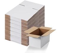 EYMPEU Cajas de Cartón 25,4x15,3x15,3cm Con Tapa Pack 40, Pequeñas de Ondulado, Blanco