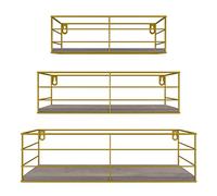 EYMPEU Estanteria de Pared, Estantes Dorados, Ahorro de Espacio para Dormitorio, Sala de Estar, Cocina, Baño, Estante de Pared Juego de 3 Piezas