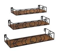 EYMPEU Juego de 3 Estantería de Madera y Metal Marrón, Baldas Flotantes Con Diseño de Luna, Estante Flotante Para Almacenamiento y Organización en La Cocina, Baño, Oficina, Salón