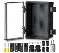 EYPINS Caja Estanca Exterior Electrica Impermeable IP67 30 * 20 * 17cm | Cuadro Eléctrico Superficie con Carcasa ABS,Cajas de Empalmes Transparente,Candado de combinación,para Exterior Garaje Sótano