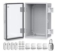 EYPINS Caja Estanca Exterior Electrica Impermeable IP67 30 * 30 * 17cm | Cuadro Eléctrico Superficie con Carcasa ABS,Cajas de Empalmes Transparente,Candado de combinación,para Exterior Garaje Sótano