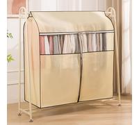 EYRMQWJPC Funda para Perchero de Ropa, Cubierta for Barra de Ropa, Transpirable, con Cremallera, Ventana Transparente, Color Beige, Varios tamaños(100x50x120cm)
