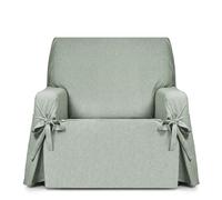 Eysa Genna Funda de sillón Antimanchas 1 Plaza con Lazos, para sillones de 80 cm-120 cm Respaldo orientativamente (Unos 55 cm - 60 cm de sentada del sillón), Agua Marina.
