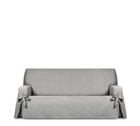 Eysa Genna Funda de sofá 4 plazas con Lazos, Antimanchas, para sofás de 230cm a 280 cm orientativamente (Unos 190 cm de sentada), Gris Beige
