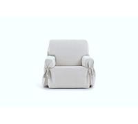 Eysa Levante Funda de sillón 1 Plaza con Lazos, para sillones de 80 cm-120 cm Respaldo orientativamente (Unos 55 cm - 60 cm de sentada del sillón), Fabricado en España, Color 00 Blanco.