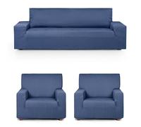 Eysa Luz Funda de sofá elástica Pack Trio 3 + 1 + 1 plazas Color Azul