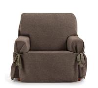 Eysa Valkiria Funda de sillón 1 Plaza con Lazos, para sillones de 80 cm-120 cm Respaldo orientativamente (Unos 55 cm - 60 cm de sentada del sillón), marrón.