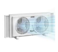 EZ-CHILL Ventilador de ventana doble de 22,9 cm con control de flujo de aire reversible manualmente, expansores de bloqueo automático, 2 velocidades, ventilador doble, escape, flujo de aire de 3 m/s