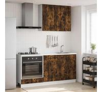 Ezbryzmatic Kalmar - Juego de muebles de cocina (5 unidades, madera de roble ahumado, armario de cocina, armario superior, armario inferior, armario de despensa, encimera, almacenamiento para cocina