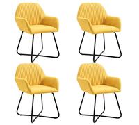 Ezbryzmatic Sillas de comedor amarillas, 4 unidades, tela con reposabrazos y respaldo, tapizado, 61 x 61 x 84 cm, patas de acero con recubrimiento en polvo para comedor, cocina, salón, escandinavo