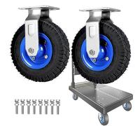 EZLUIYLDH de Alta Resistencia Giratorio Rueda para Carro Juego 150mm/200mm/250mm Silencioso Fijo Ruedas para Industrial Transporte 2 Piezas con Frenos Ideal para Muebles Movilidad