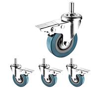 EZLUIYLDH Silencioso 3-Pulgada Ruedas giratorias con Frenos M10/M12 vástago roscado Ruido- Doble De Bloqueo para Muebles Carritos 4-Paquete 75mm De Alta Resistencia Rueda Juego