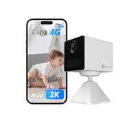 EZVIZ 4G Camara de Vigilancia Bateria 2K Camara Interior de Seguridad 2000mAh, Audio Bidireccional, AI Deteccion Humana,Compatible Power Bank, 512GB Tarjeta(No Incluido), CB2 Blanco